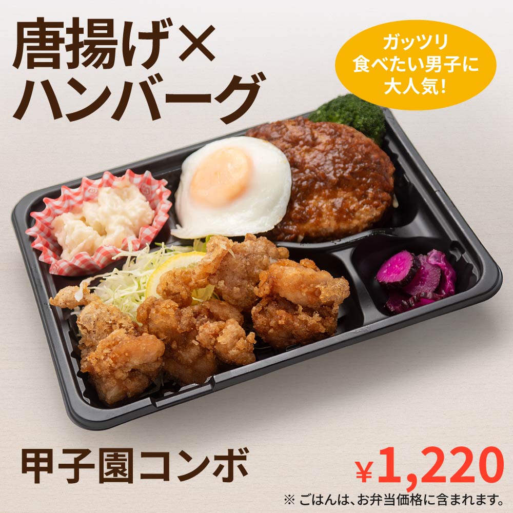 唐揚げ × ハンバーグ弁当